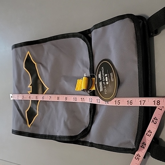 NWT Culture Fly x DC Comics Collab Batman Fold Up Backpack Gray, Black, Yellow - Picture 3 of 6